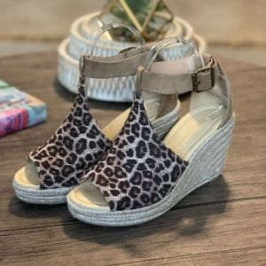 Leopard print wedge sandals